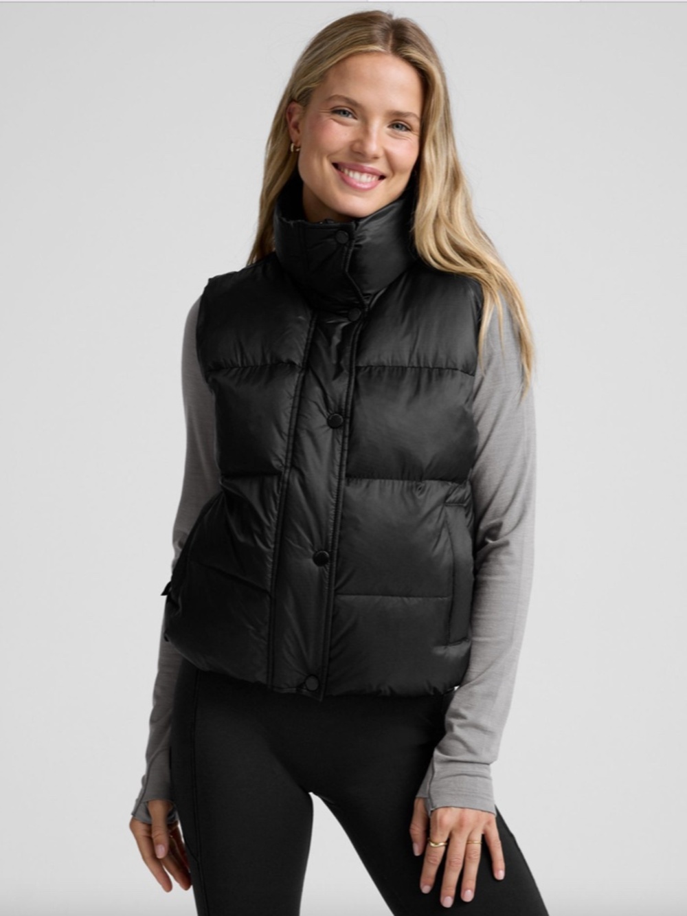 Beyond Yoga Big Cozy Puffer Vest in Black, Size Small, Casual Warm Athleisure